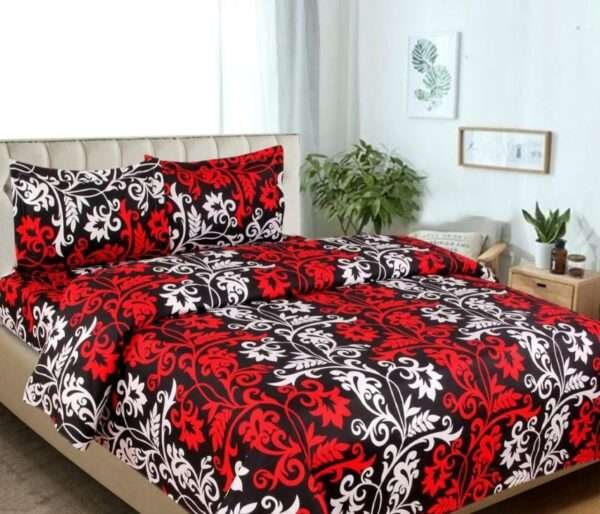 Glace Cotton Elastic Fitted Queen Size Bedsheet ( with Pillow Cover Free )