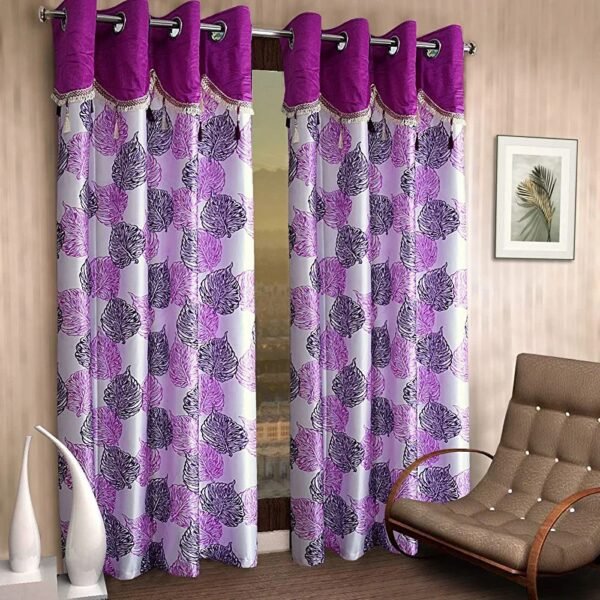Fancy Curtain Polyester Door Pack of 2 Purple
