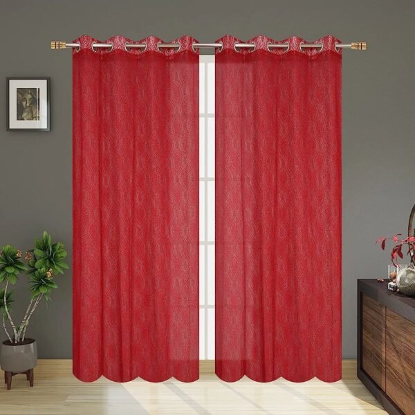 Stylish Sheer Curtains Tisssue Eyelet Net Panel Transparent Window Curtains 5 feet Long Set of 2